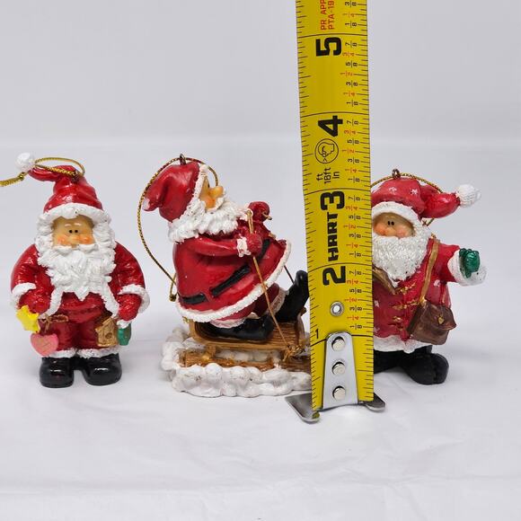 Vintage Christmas Ornaments Santa Claus Hand Painted Set of Three - Picture 7 of 9